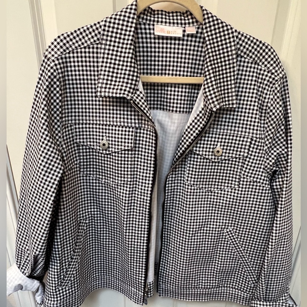 Belle by Kim Gravel gingham zipper front jacket